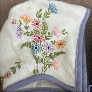 Sweet as April Floral Embroidered bonnet with Purple Trim